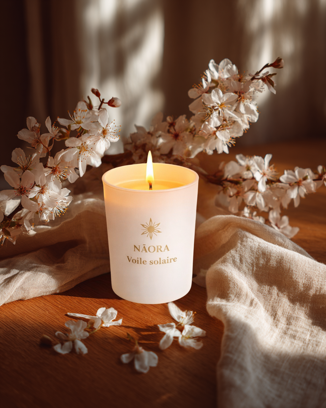 Bougie NĀORA — Voile Solaire (Fleur d’oranger)