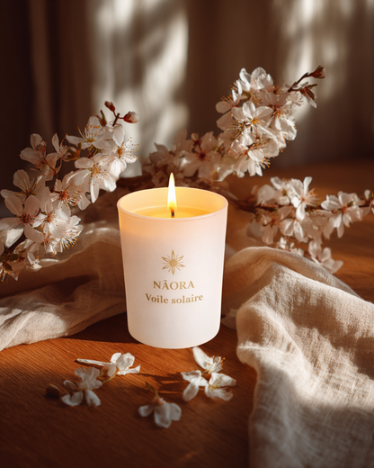 Bougie parfumée fleur d'oranger NĀORA, cire végétale artisanale française