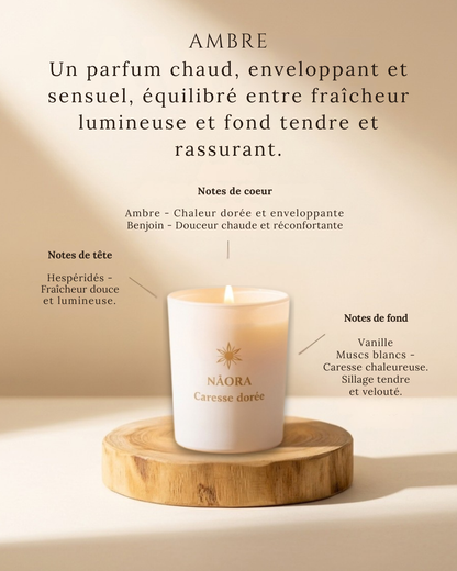Bougie NĀORA — Caresse Dorée (Ambre)